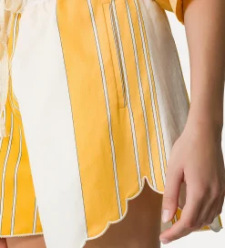 forte_forte Pantalons^bermuda en coton et lin sole
