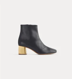 forte_forte Chaussures^bottines chics en cuir nappa avec talon doré nero