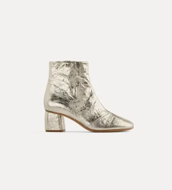 forte_forte Chaussures^bottines en cuir craquelé platino