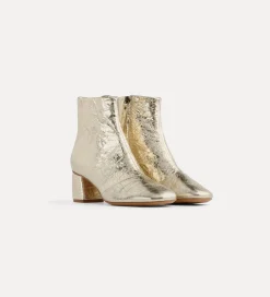 forte_forte Chaussures^bottines en cuir craquelé platino