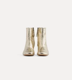 forte_forte Chaussures^bottines en cuir craquelé platino