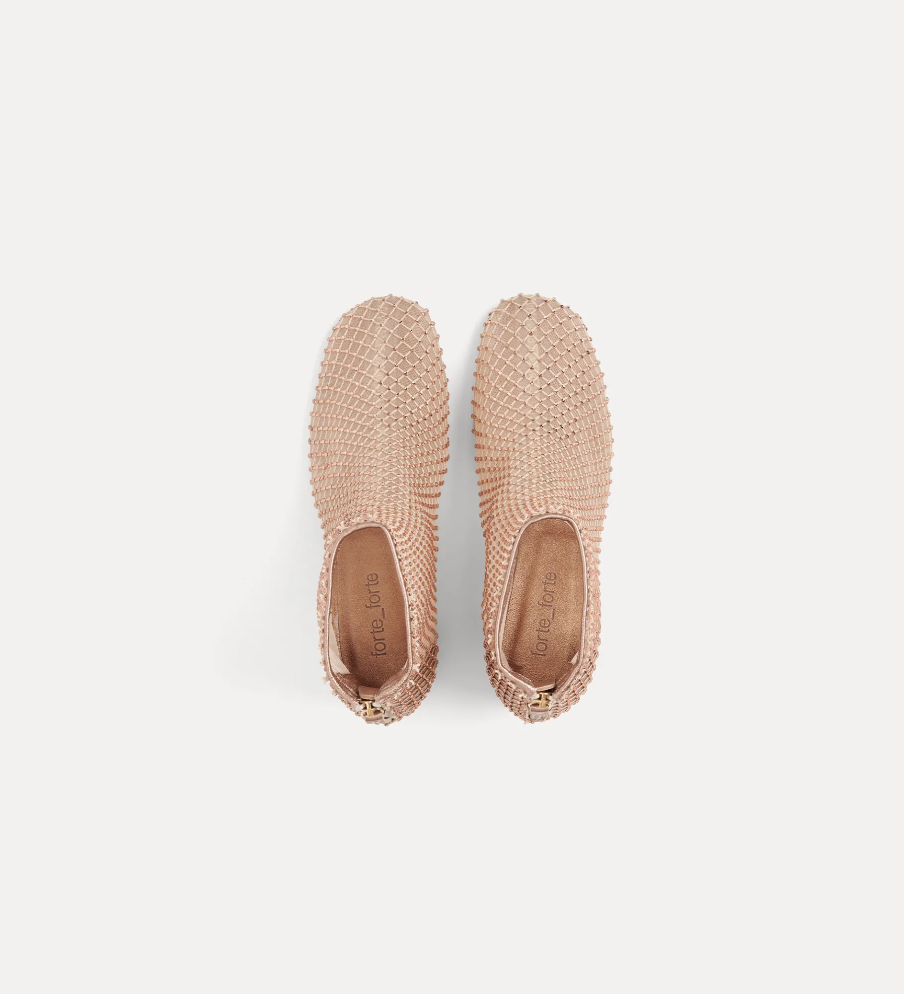 forte_forte Chaussures^bottines en résille et strass couleur poudre cipria