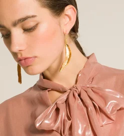 forte_forte Bijoux^boucles d'oreilles sculptées feuilles oro