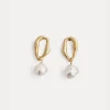 forte_forte Bijoux^boucles d'oreilles sculptures plaquées or 18 ct avec perle perla