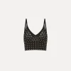 forte_forte Tricots | Hauts^brassière en coton avec cristaux noir