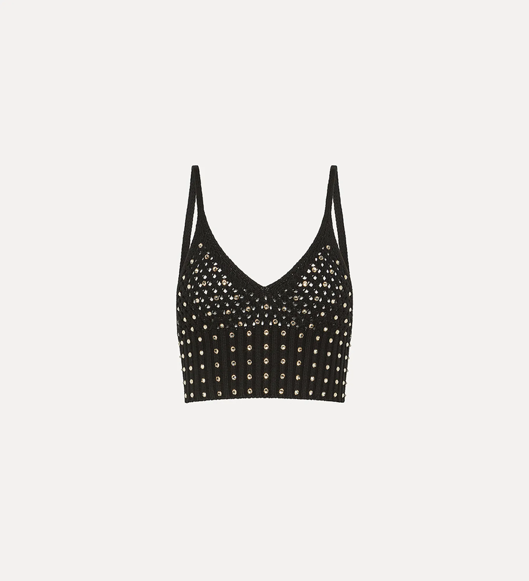 forte_forte Tricots | Hauts^brassière en coton avec cristaux noir