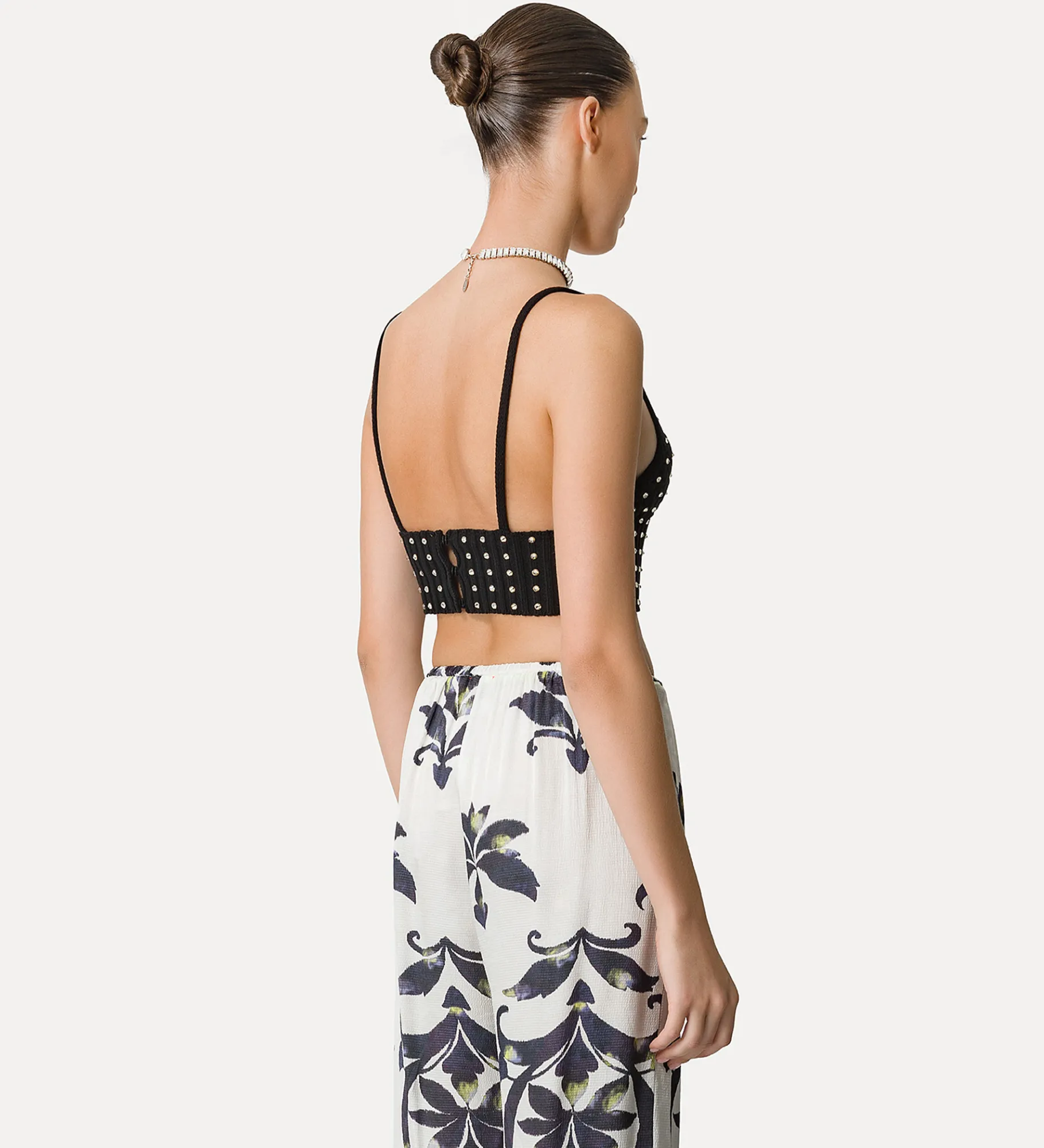 forte_forte Tricots | Hauts^brassière en coton avec cristaux noir