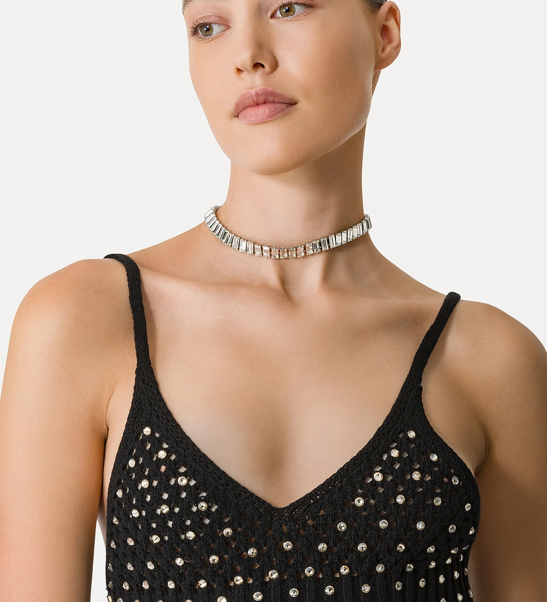 forte_forte Tricots | Hauts^brassière en coton avec cristaux noir