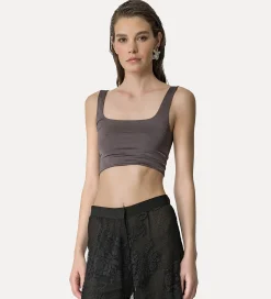 forte_forte Tenue De Plage Et Lingerie | Hauts^brassière en jersey brillant gris lava