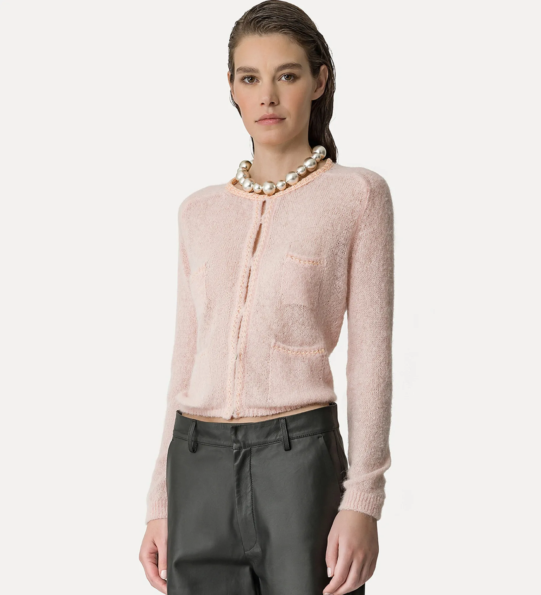 forte_forte Tricots^cardigan en alpaga oyster