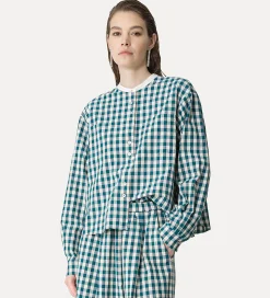 forte_forte Chemises^chemise à col tunisien en vichy peacock