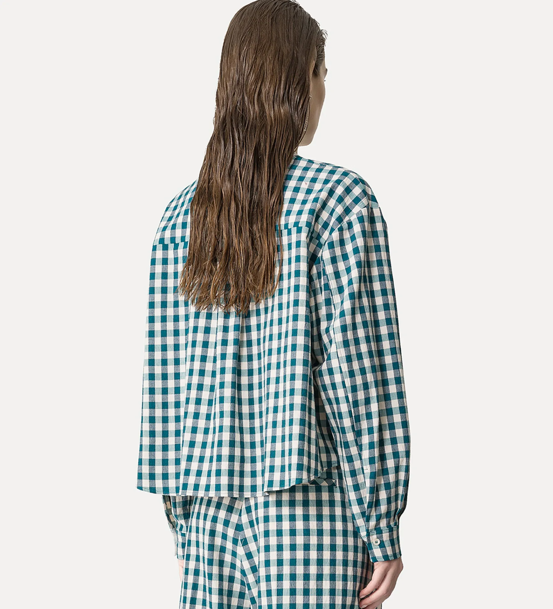 forte_forte Chemises^chemise à col tunisien en vichy peacock