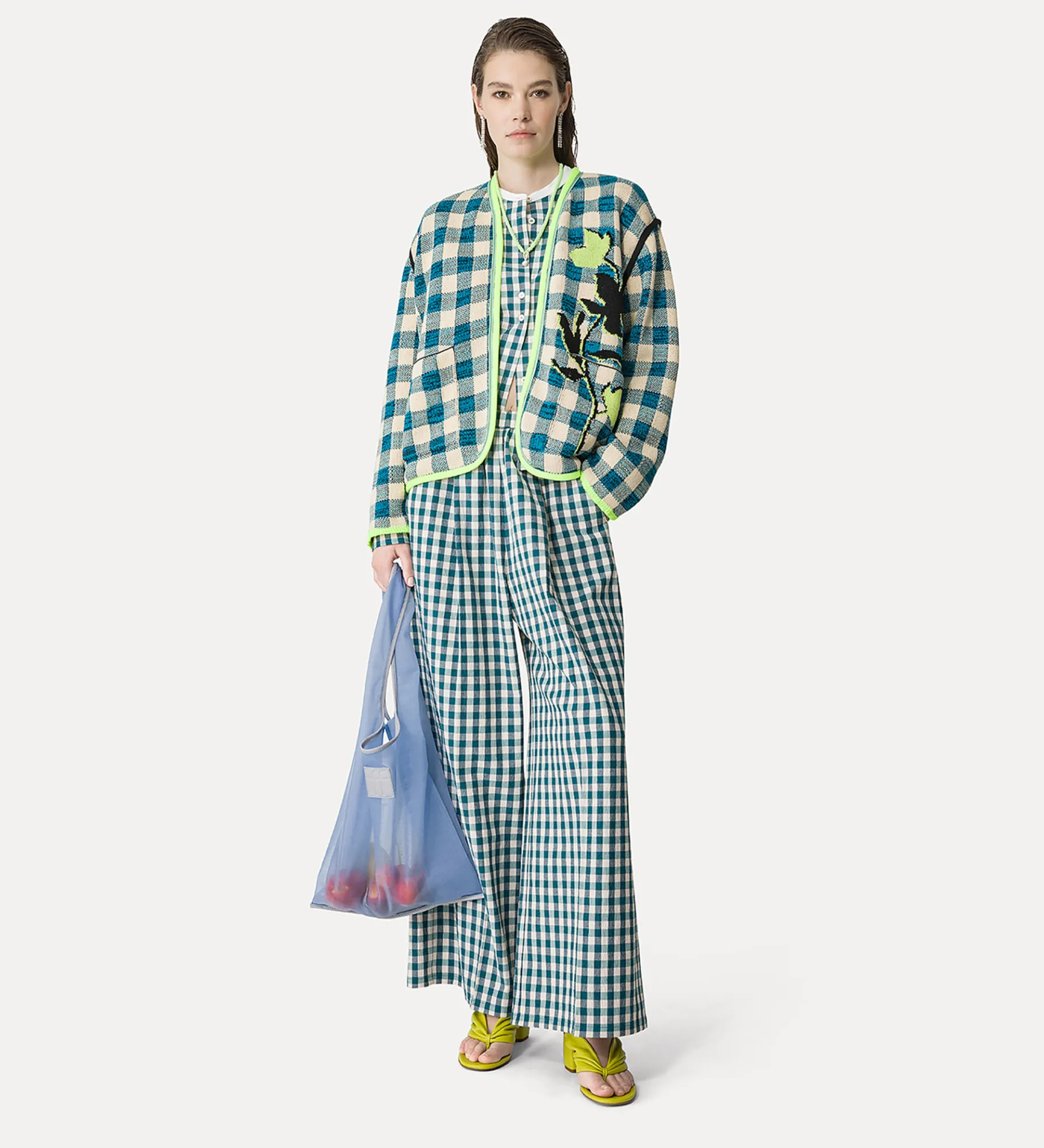 forte_forte Chemises^chemise à col tunisien en vichy peacock