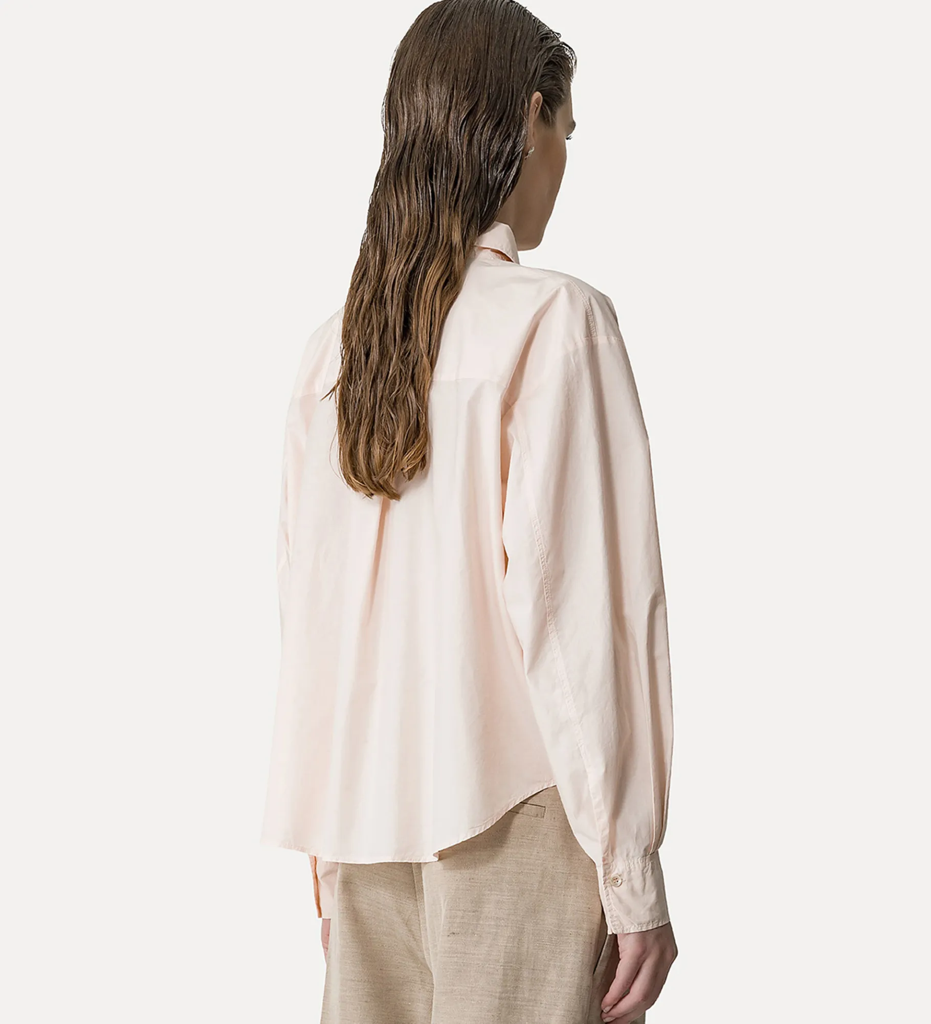forte_forte Chemises^chemise à coupe boxy en popeline oyster