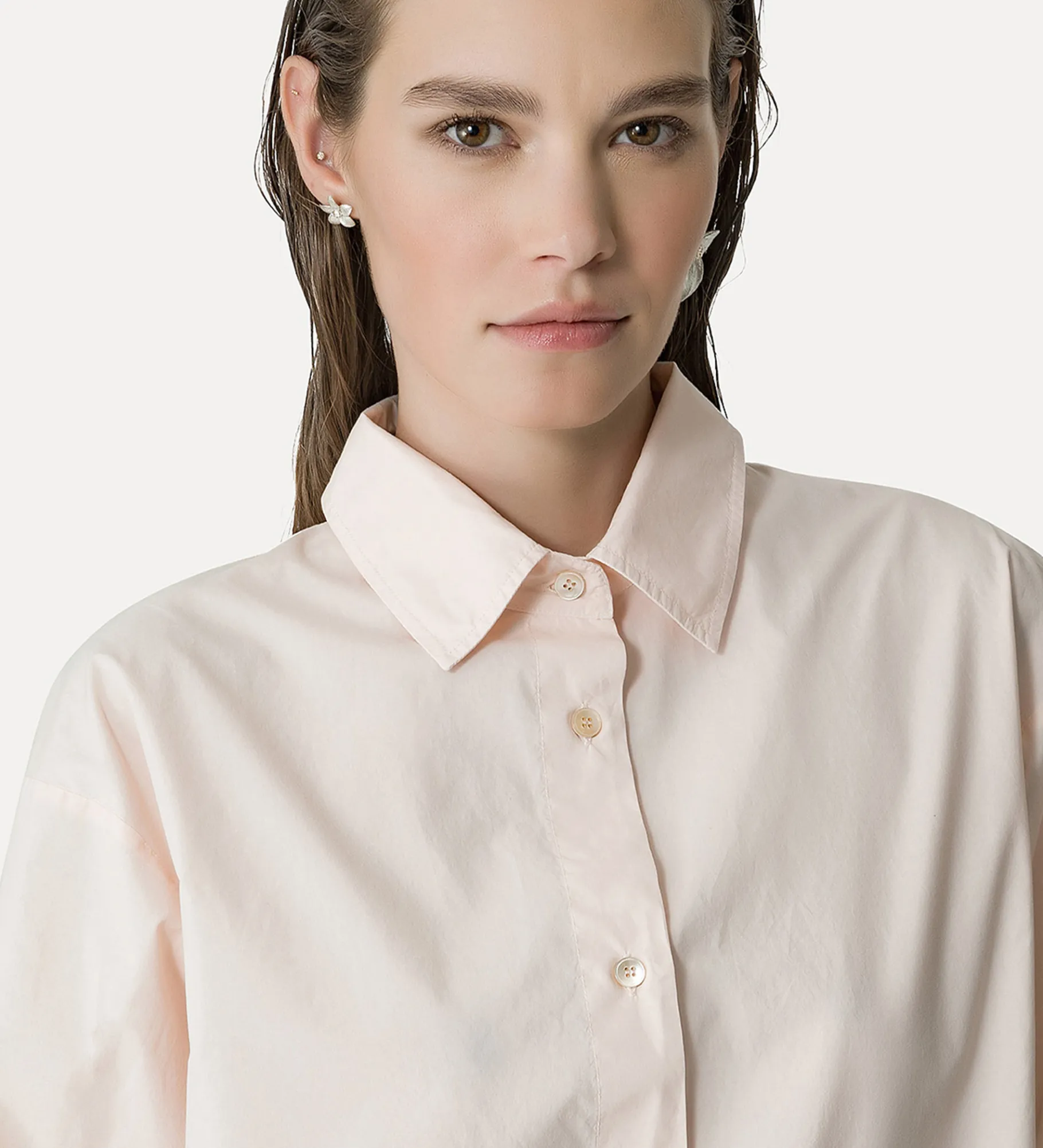 forte_forte Chemises^chemise à coupe boxy en popeline oyster