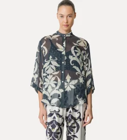 forte_forte Chemises^chemise à manches courtes avec imprimé “the secret lily” oltremare