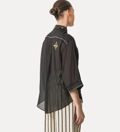 forte_forte Chemises^chemise à manches trois quarts en voile avec broderie “oniric blossom” nero
