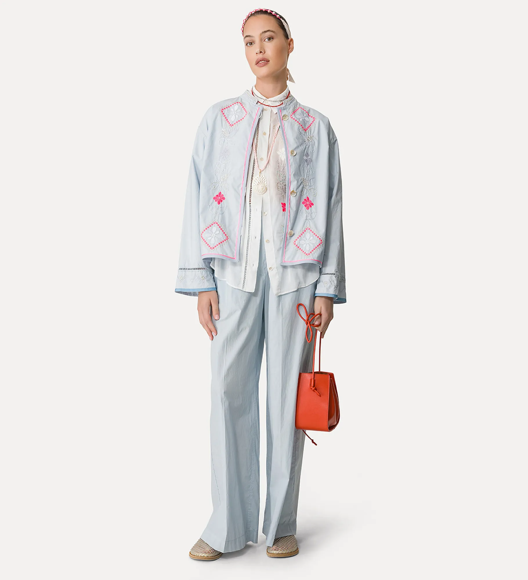 forte_forte Chemises^chemise à manches trois quarts en voile avec broderie “oniric blossom” bianco