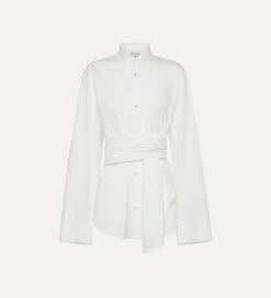forte_forte Chemises^chemise avec ceinture à la taille bianco