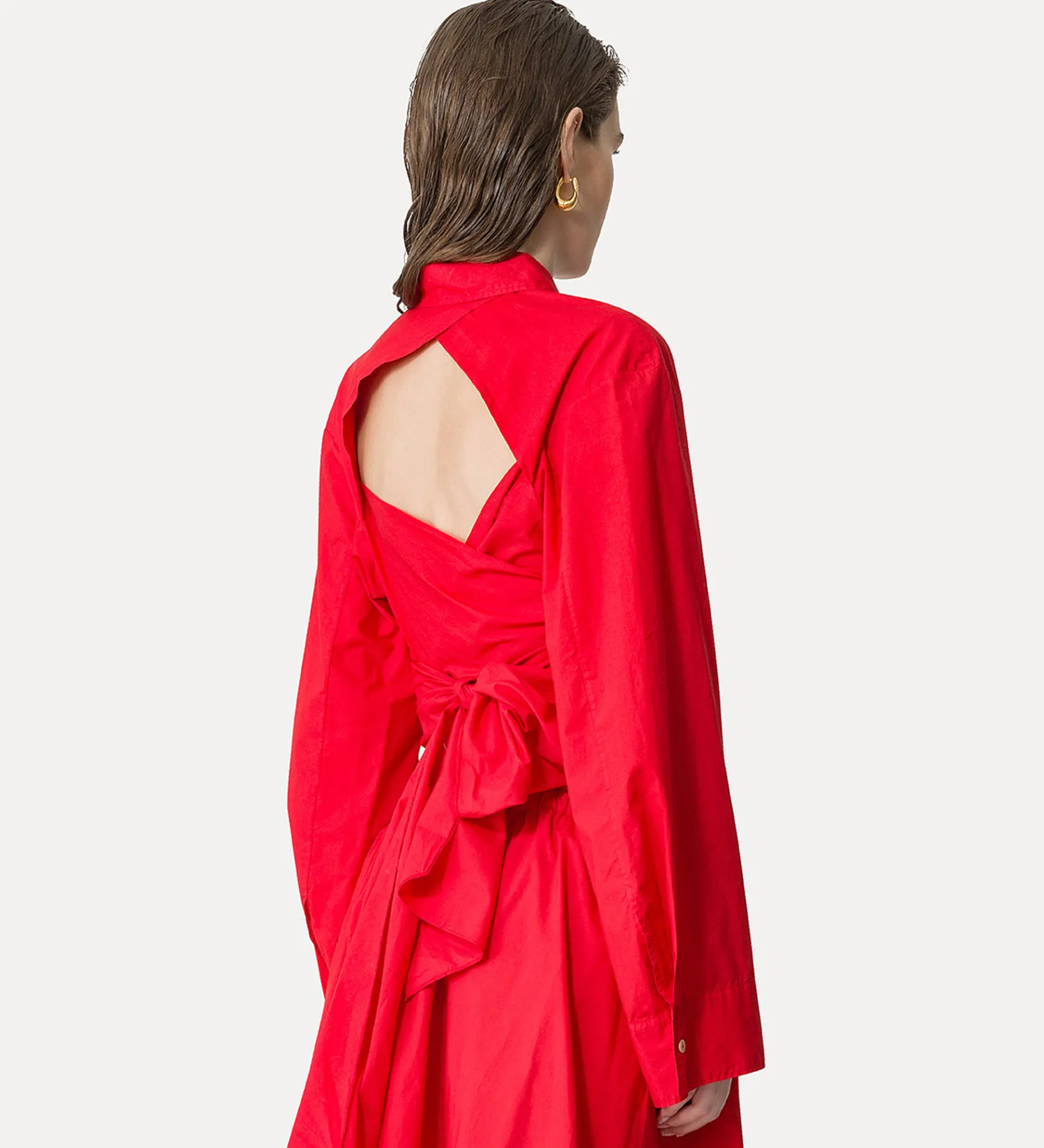 forte_forte Chemises^chemise avec ceinture à la taille en popeline lacca