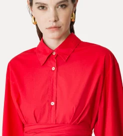 forte_forte Chemises^chemise avec ceinture à la taille en popeline lacca
