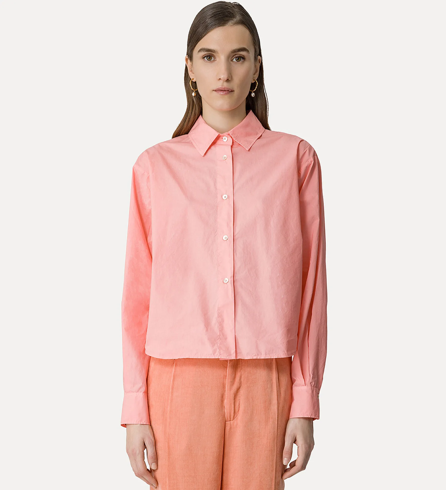 forte_forte Chemises^chemise boxy essential en popeline de coton BCI pamplemousse