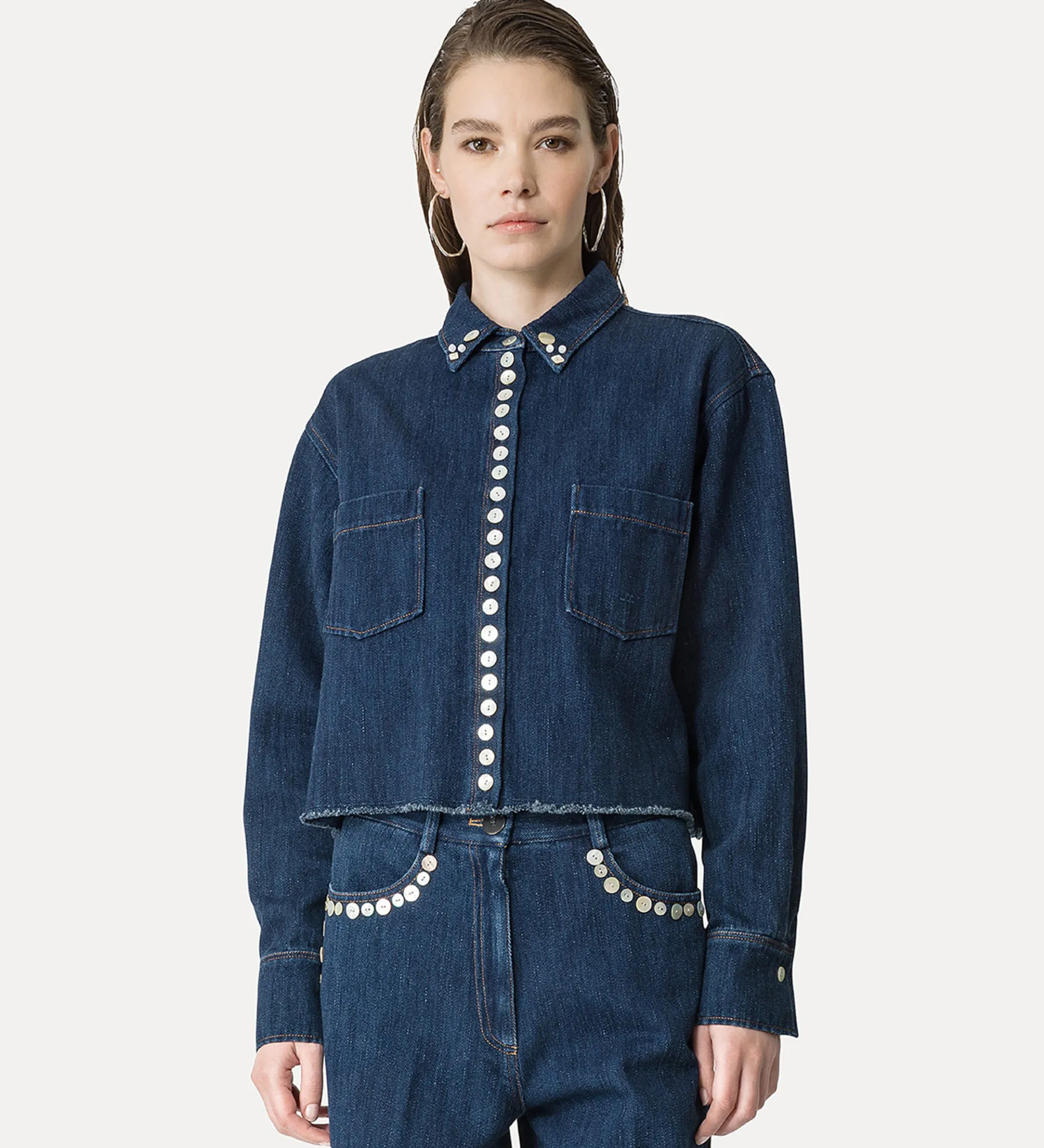 forte_forte Chemises^chemise courte en denim indigo