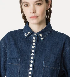 forte_forte Chemises^chemise courte en denim indigo