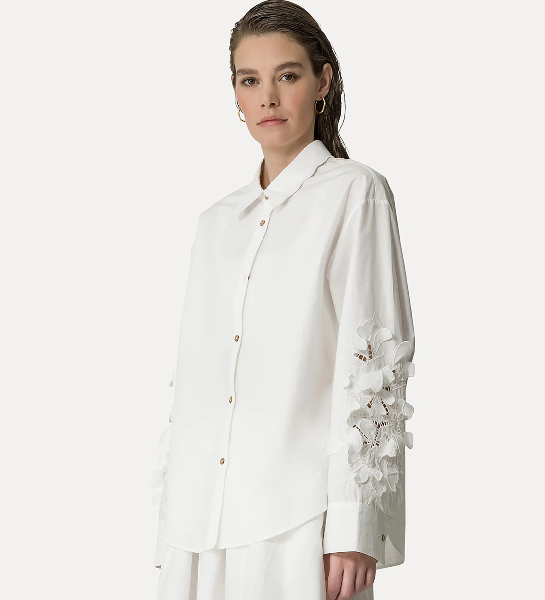 forte_forte Chemises^chemise en coton brodé bianco