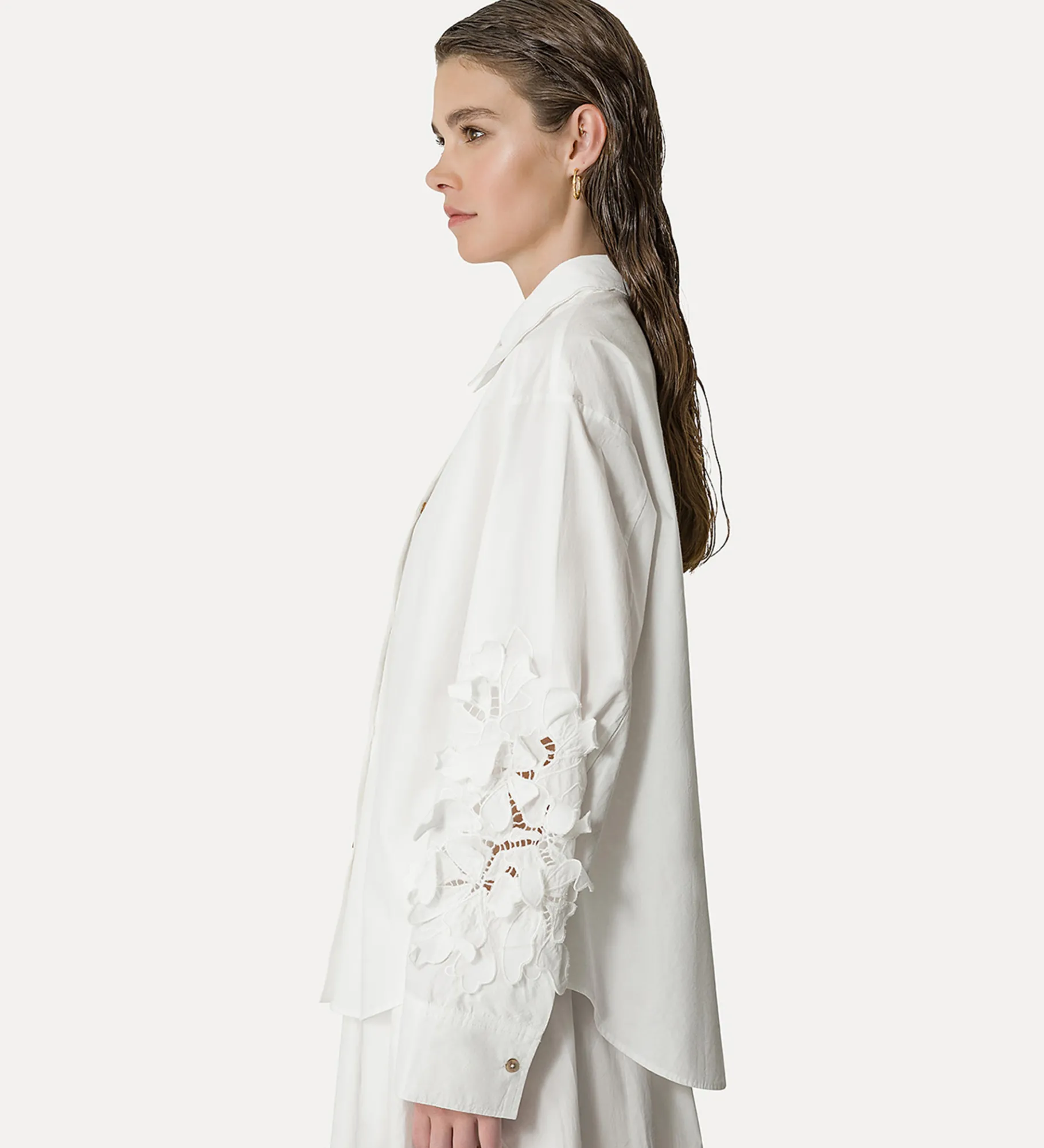 forte_forte Chemises^chemise en coton brodé bianco