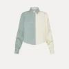 forte_forte Chemises^chemise en lin pour femme color block acqua