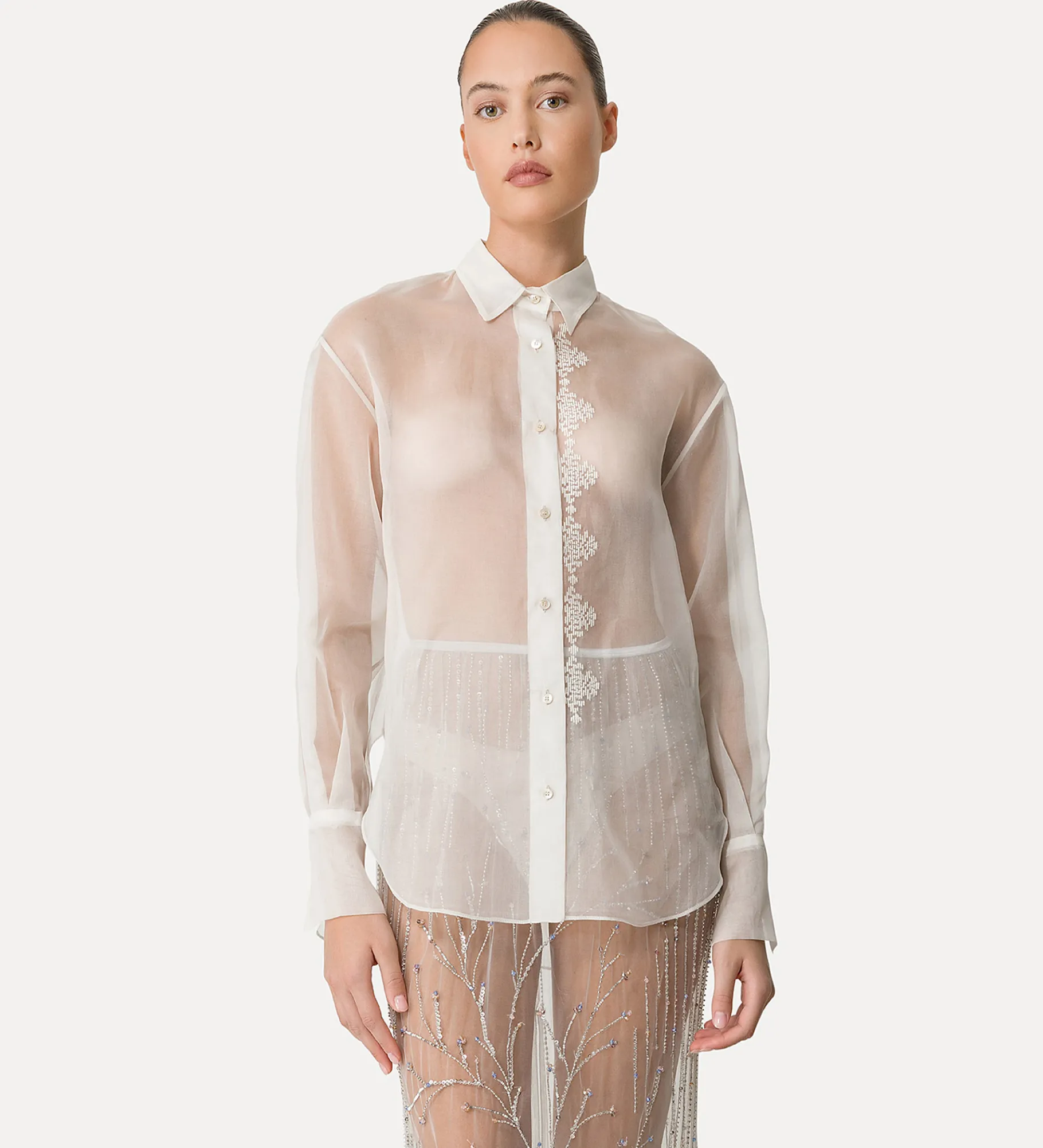 forte_forte Chemises^chemise en organza de soie giglio