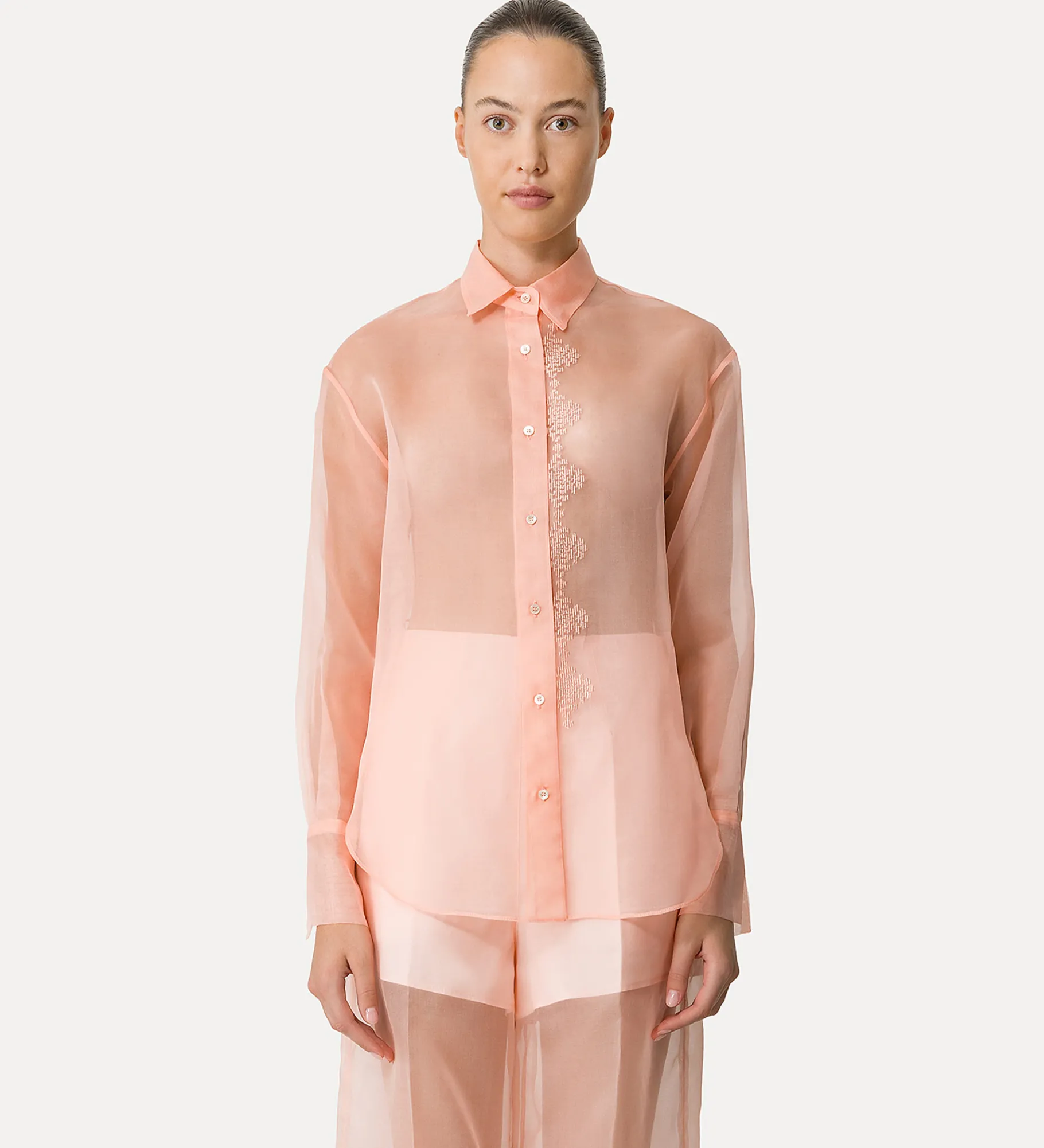 forte_forte Chemises^chemise en organza de soie pesco