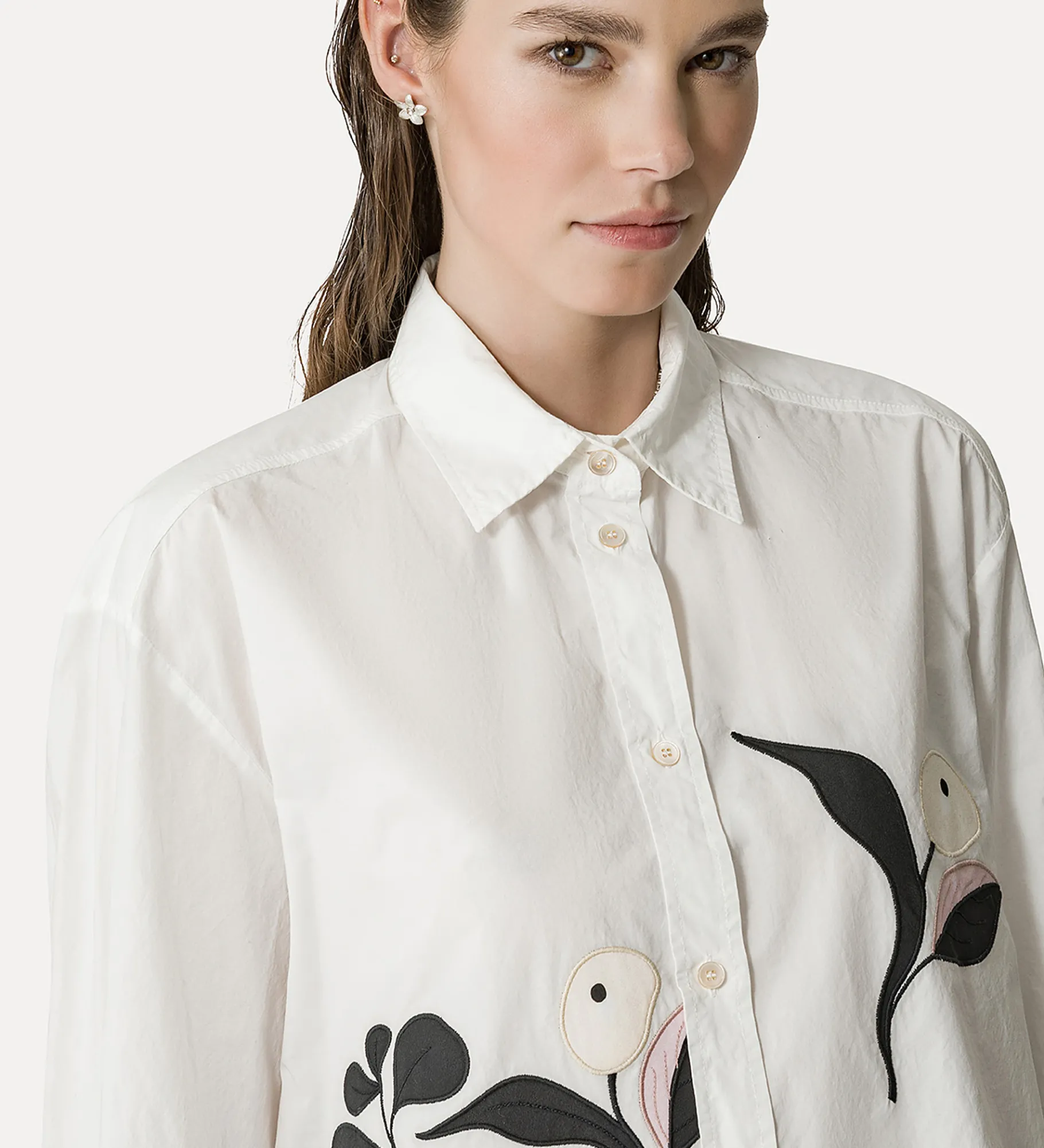 forte_forte Chemises^chemise en popeline avec broderie oyster