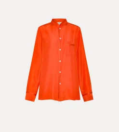 forte_forte Chemises^chemise en soie à col mao papavero