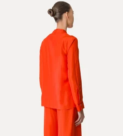 forte_forte Chemises^chemise en soie à col mao papavero