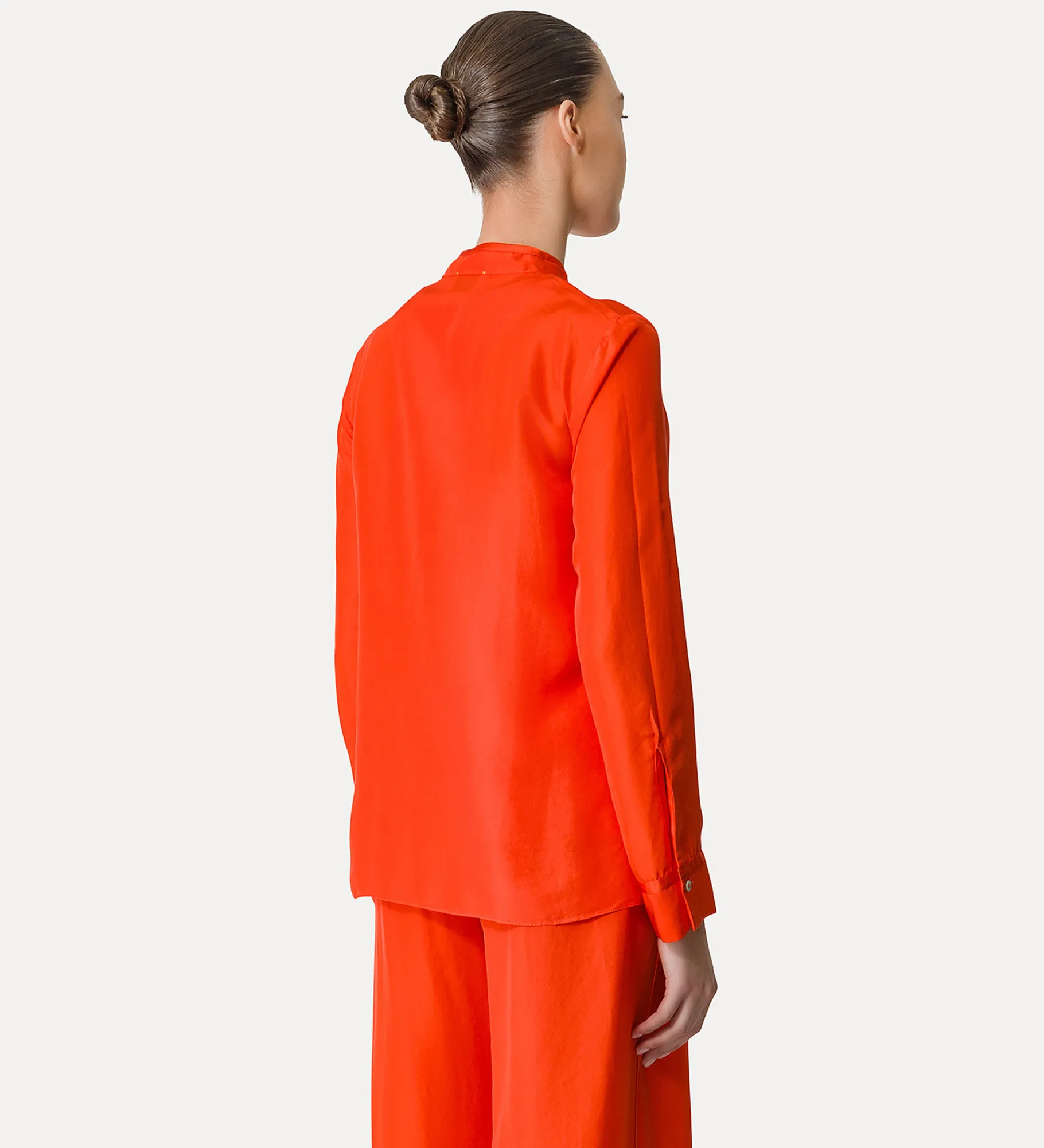 forte_forte Chemises^chemise en soie à col mao papavero