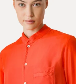 forte_forte Chemises^chemise en soie à col mao papavero