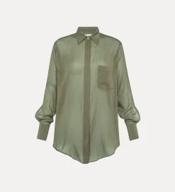 forte_forte Chemises^chemise oversize essential en voile de coton et soie olive