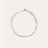 forte_forte Bijoux^collier ras–de–cou avec fleurs de pierres précieuses quarzo rosa
