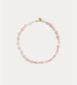 forte_forte Bijoux^collier ras–de–cou avec fleurs de pierres précieuses quarzo rosa
