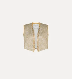 forte_forte Vestes^gilet en jacquard avec lurex “twinkle” gold