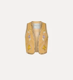 forte_forte Vestes^gilet en lin pour femme avec broderie “oniric blossom” grano