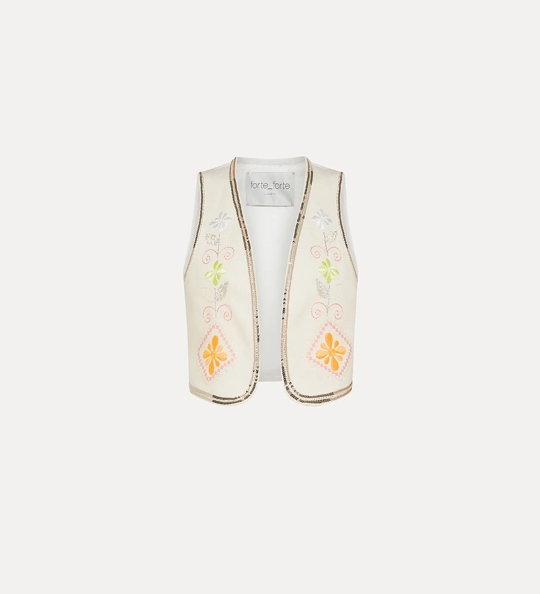 forte_forte Vestes^gilet en lin pour femme avec broderie “oniric blossom” orchidea