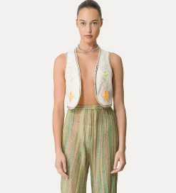 forte_forte Vestes^gilet en lin pour femme avec broderie “oniric blossom” orchidea