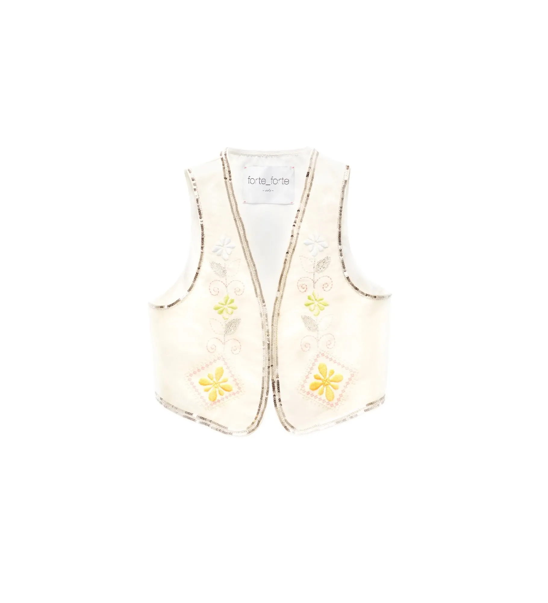 forte_forte Vestes^gilet en lin pour femme avec broderie “oniric blossom” orchidea