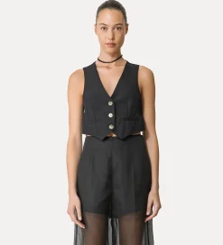 forte_forte Vestes^gilet fil à fil pour femme noir