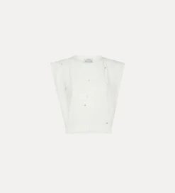 forte_forte Hauts^haut à larges bretelles pour femme avec strass bianco
