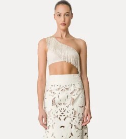 forte_forte Tenue De Plage Et Lingerie^haut à une épaule dénudée en jersey avec franges orchidea