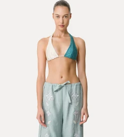 forte_forte Tenue De Plage Et Lingerie^haut de bikini en jersey color block acqua